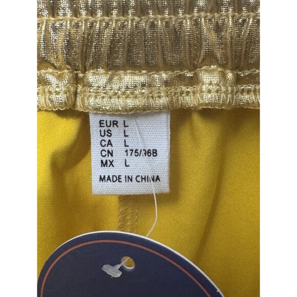 SweatyRocks Hot Pants Shorts Pockets Elastic Waist Shiny Metallic Gold Large - Picture 9 of 12